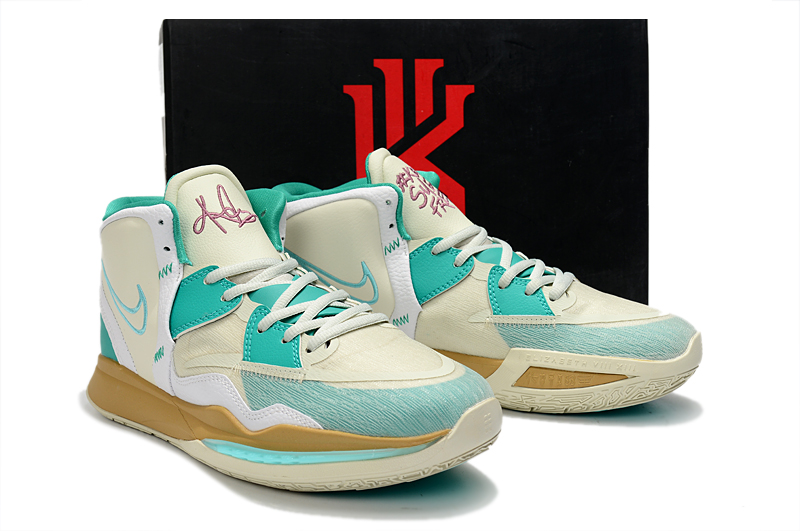 Nike Kyrie 8 White Jade Blue Gold Shoes
